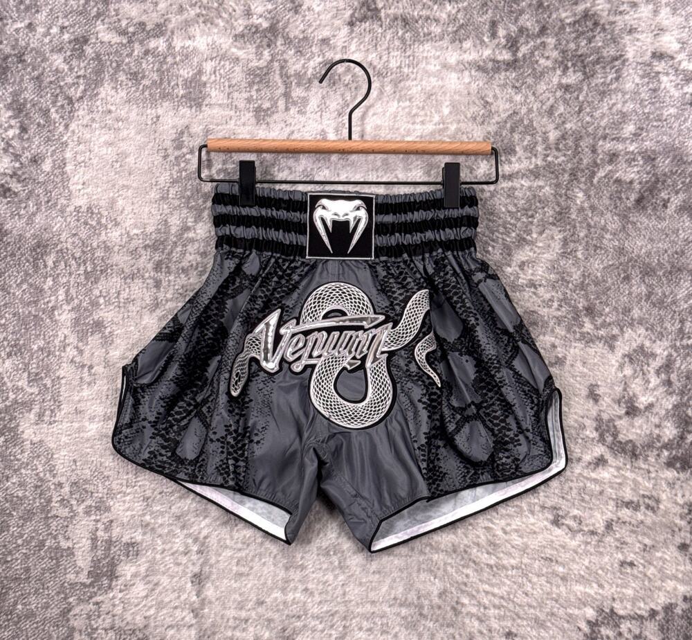 New Venum Amazonia Muy Thai Shorts Small Womens Gray Snake
